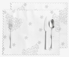 Goldea karácsonyi teflonbevonatú reggeliző alátét - ezüstszínű karácsonyfák és csillagok - 2 db 30 x 40 cm