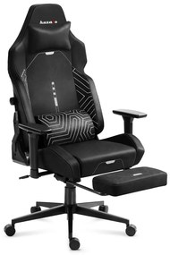 Gamer szék, lábtartóval prémium Black Noir