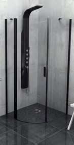 Polysan Zoom Line Black zuhanykabin 90x90 cm félkör alakú fekete matt/átlátszó üveg ZL2615BL