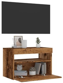 antik fa színű szerelt fa TV-szekrény LED-ekkel 60x35x40 cm
