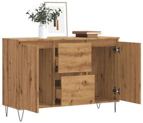 kézműves tölgy színű szerelt fa tálalószekrény 104 x 35 x 70 cm