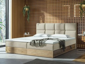 Franciaágy Boxspring 140 cm Bolondra (arany kézműves tölgy + soro 21). 1051072