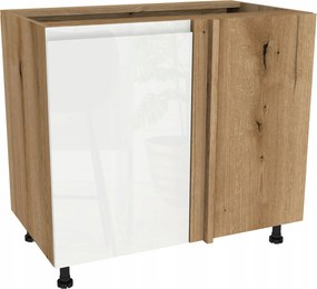 Alsó sarokszekrény 105 Frezo tölgy Evoke front fogantyú nélküli fehér fényes