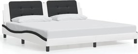 vidaXL fehér és fekete műbőr ágykeret matrac nélkül Zadar 200x200 cm