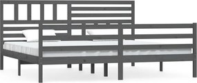 vidaXL szürke tömör fa ágykeret 200 x 200 cm