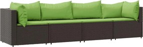 vidaXL 4 részes barna polyrattan kerti ülőgarnitúra párnákkal