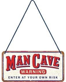 Fém tábla Man Cave - Enter at Your Own risk, (20 x 10 cm)