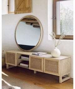 Fali tükör tömörfa kerettel ø 100 cm Alum – Kave Home