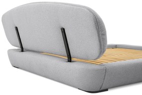 Szürke kárpitozott franciaágy ágyráccsal 160x200 cm Odette – Scandic