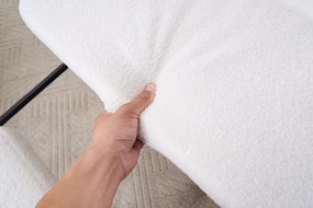 Hintaszék fa lábakkal, plüss szövettel, 4 fokozatban állítható háttámlával, fehér