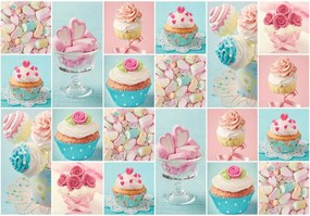 Fotótapéta - Színes cupcakes és pillecukor (152,5x104 cm)