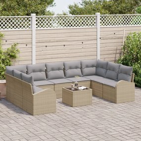 Kerti Kanapé Szett 10 pcs Bézs Poli rattan