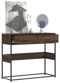 barna tölgyszínű szerelt fa tálalóasztal 90x35x80 cm