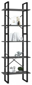 5 szintes szürke szerelt fa könyvszekrény 60 x 30 x 175 cm