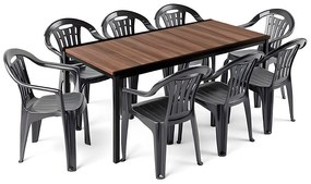 Rowen Large 8+1 kerti bútor garnitúra szett dió-grafit