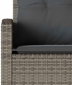 szürke polyrattan L-alakú kanapé párnákkal