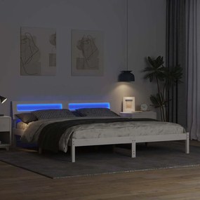 Ágykeret LED -es lámpákkal Fehér 200 x 200 cm faszínű