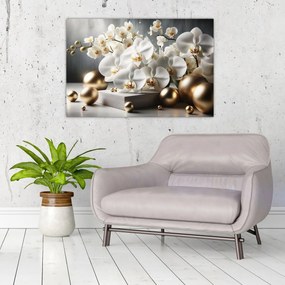 Kép - Orchidea és aranygolyók (90x60 cm)