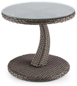 Tabula, kétszínű, tópszínű, kisasztal, 50 cm, üveg, polirattan, alumínium