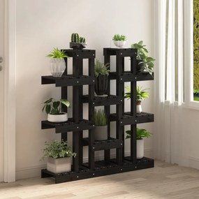 fekete tömör fenyőfa növénytartó 104,5 x 25 x 109,5 cm