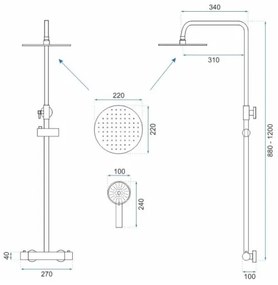 REA-P2323 - PAROT termosztátos zuhanyszett, szálcsiszolt arany kivitel
