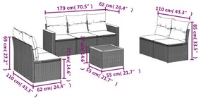 8-részes szürke polyrattan kerti ülőgarnitúra párnákkal