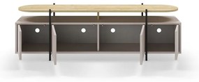 Szürke-bézs TV-állvány tölgyfa dekorral 160x48 cm Hinoa – Marckeric