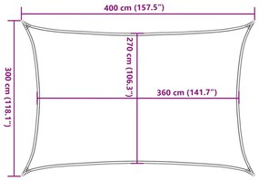 világosszürke négyszögletű HDPE napvitorla 160 g/m² 2,5x4 m