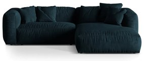 Sötétkék bársony moduláris sarokkanapé (jobb oldali-heverő résszel) Martina – Micadoni