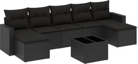 vidaXL 8 részes fekete polyrattan kerti ülőgarnitúra párnákkal