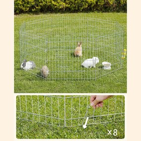 Kutya kennel, kutyaketrec, 61 cm magas, összecsukható kifutó 8 paneles, ezüst