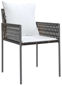 7 részes Kerti Étkező Szett párnákkal barna poly rattan