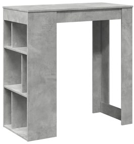 betonszürke szerelt fa tárolórekeszes bárasztal 102x50x103,5 cm