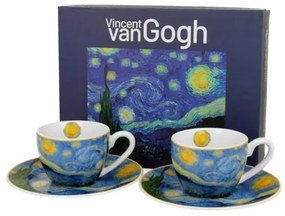 Porcelán eszpresszó kávés csésze + alj 110 ml 2 személyes van Gogh Csillagos éj