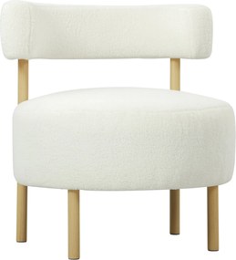 HOMCOM Sherpa-pihe bouclé fotel fahatású fém lábakkal — párnázott díszfotel nappaliba és hálószobába, krém | Aosom