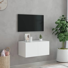 fehér falra szerelhető TV-szekrény LED-lámpákkal 60x35x31 cm