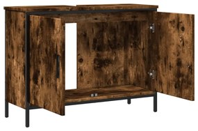 füstölt tölgy szerelt fa fürdőszobai mosdószekrény 80x30x60 cm