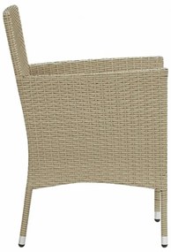 9 részes bézs polyrattan kerti étkezőgarnitúra párnákkal