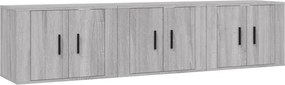 vidaXL 3 db szürke sonoma falra szerelhető TV-szekrény 57x34,5x40 cm