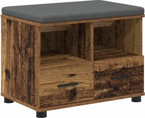 vidaXL Előtér pad fiókkal Öreg fa 60 x 38 x 46 cm Műanyag Fa és Szövet