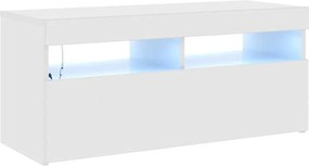 vidaXL magasfényű fehér TV-szekrény LED lámpákkal 90x35x40 cm