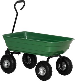 Outsunny Kerti Kocsi Acél Vázszerkezettel és Pneumatikus Kerekekkel, Puha Fogantyú, 250kg Teherbírás, 108x52x100cm, Zöld | Aosom