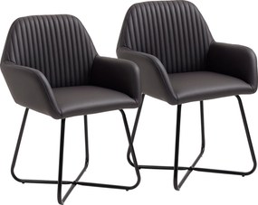 HOMCOM 2 db Modern Étkezőszék, Konyha vagy Nappali, Barna Műbőr Kárpitozott Székek 60x56,5x85cm | Aosom