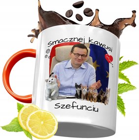 Narancssårga Bögre Mateusz Morawiecki Ajåndék fényképes nyomtatåssal