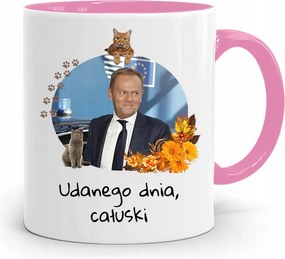 Donald Tusk Rózsaszín Bögre Platform Ajándék fényképes nyomtatással