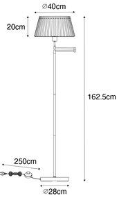 Állólámpa bronz fehér redős árnyékolóval és állítható karral - Ladas Deluxe