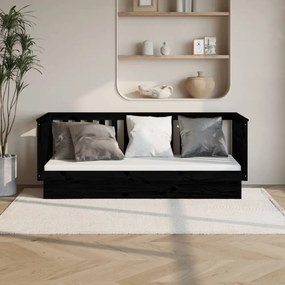 fekete tömör fenyőfa kanapéágy 75 x 190 cm