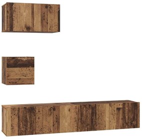 Fali TV Szekrény 4 pcs Régi fa 80 x 30 x 30.5 cm Faanyag