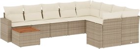 vidaXL 10 részes bézs polyrattan kerti ülőgarnitúra párnával