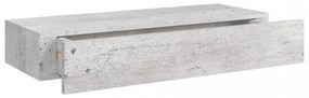 betonszürke MDF falra szerelhető fiókos polc 60 x 23,5 x 10 cm